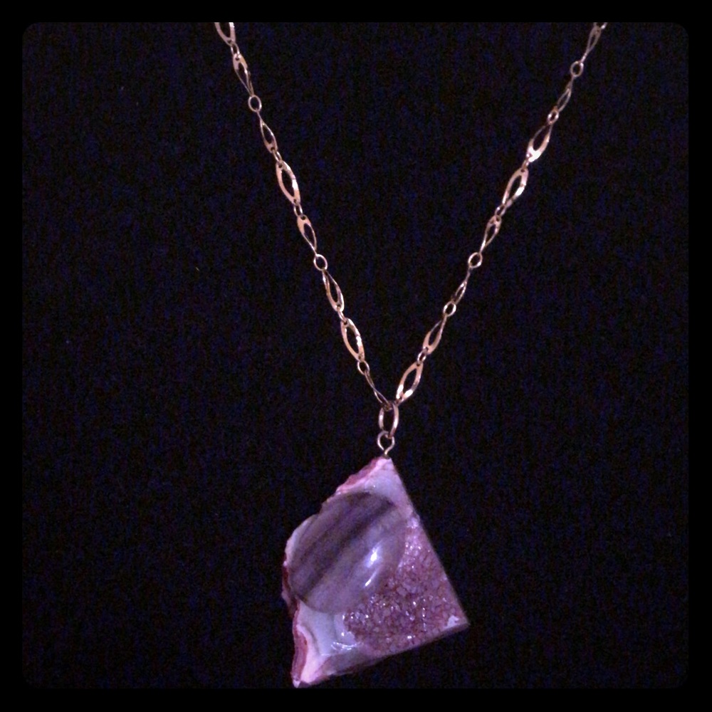 Rough Amethyst Quartz Stone Necklace